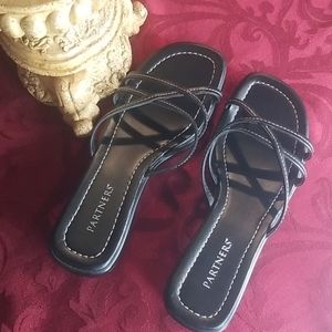 Partners slip on black sandal size 6